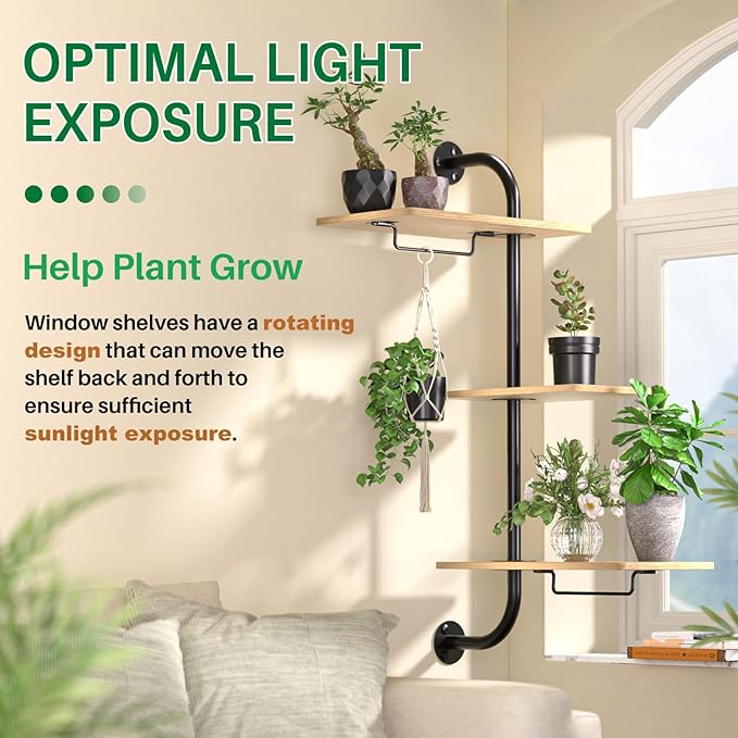 DELLAN Window Plant Shelves, Rotating Plant Shelf - Image 5