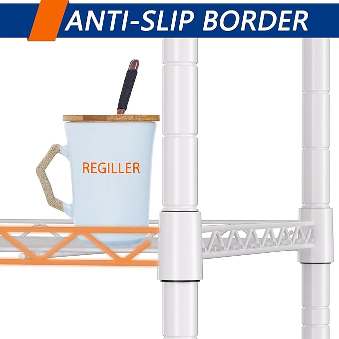 REGILLER 5-Wire Shelving Metal Storage Rack Adjustable Shelves, Standing - Image 7