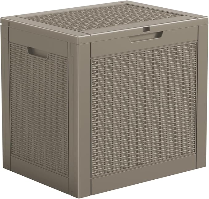 DRATO 34 Gallon Deck Boxes Resin Outdoor Storage Box UV Resistant Outside Deck by DRATOprovidesawarmandcozy