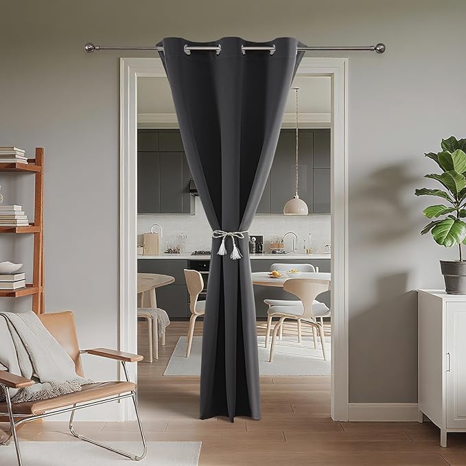 Joydeco Blackout Door Curtain for Doorway Privacy 80 Inches Long, Grommet - Image 2
