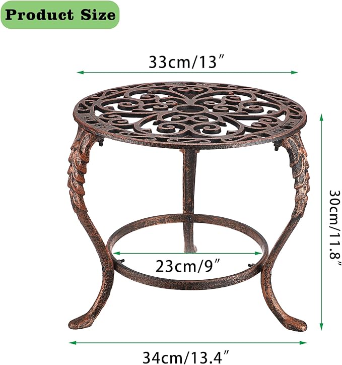 OwnMy Heavy Duty Cast Iron Plant Stand Vintage Wrought Iron Flower Pot Holder - Image 3