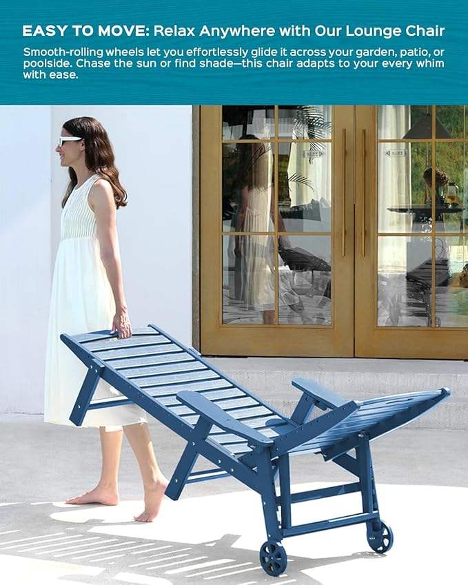 Outdoor Lounge Chair Set of 4, All Weather Patio Chaise Lounge Chair - Image 6