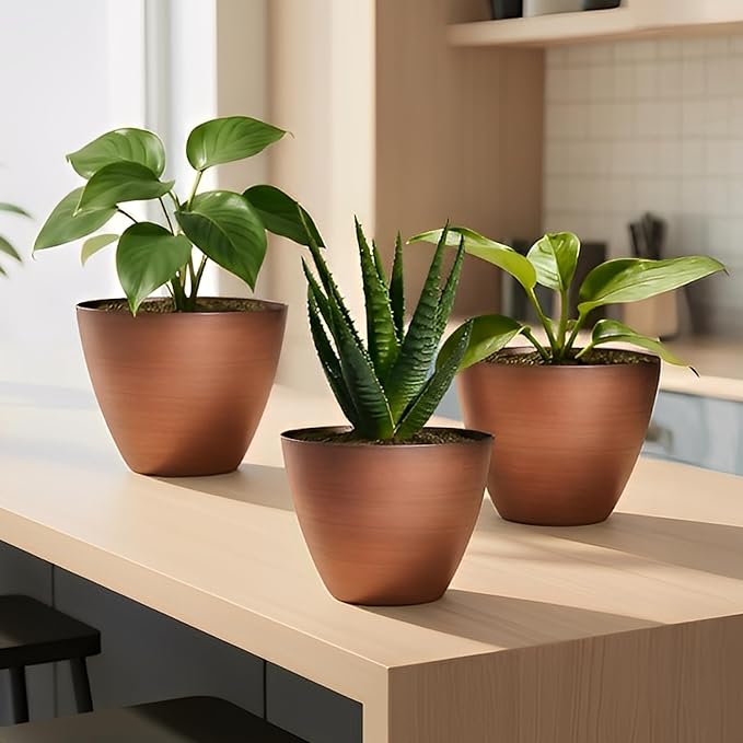 2 Pack Plastic Plant Pots with Drainage Holes, 8 inch Planter - Image 7