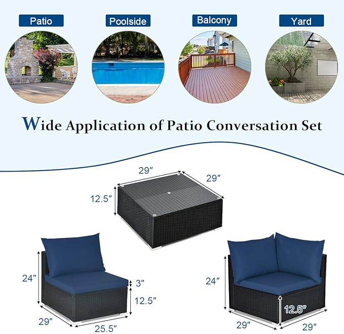 Tangkula 7-Piece Patio Furniture Set, Outdoor Sectional Wicker Sofa - Image 6
