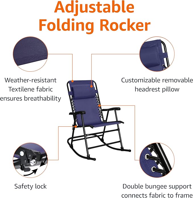 Amazon Basics Outdoor Portable Folding Rocking Chair - Image 4