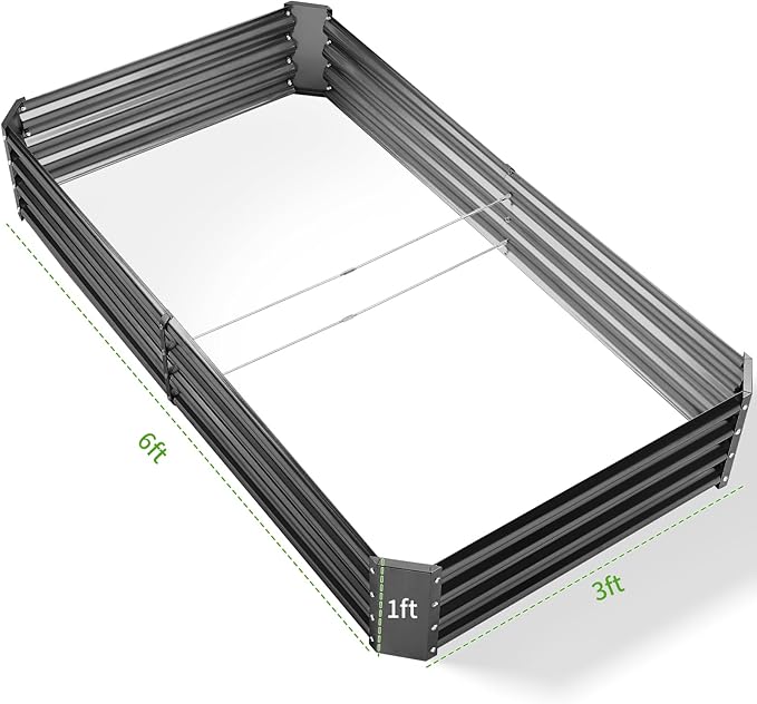 Land Guard 3 Pack 6×3×1ft Galvanized Metal Raised Garden Bed, Metal Planter Kit - Image 2