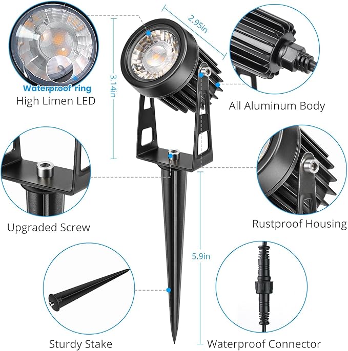 Plug and Play Low Voltage Landscape Lighting Kit, Warm White Waterproof Outdoor - Image 8