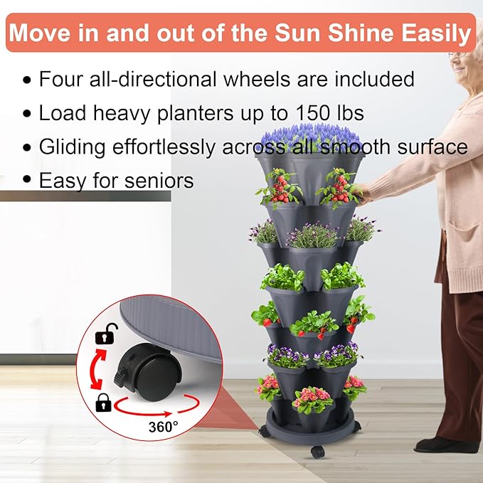 DUNCHATY Stackable Planter, Vertical Garden Planter - Image 5