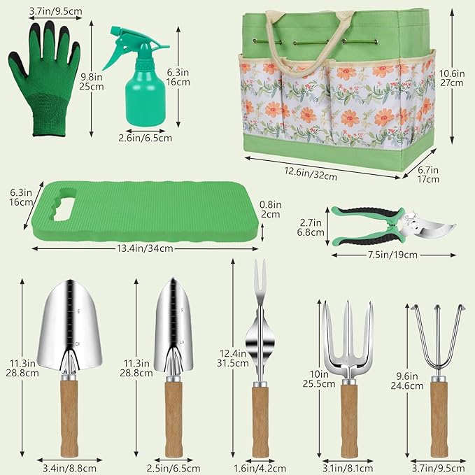 Gardening Tools 10-Piece Heavy Duty Stainless Steel Hand Tools - Image 6