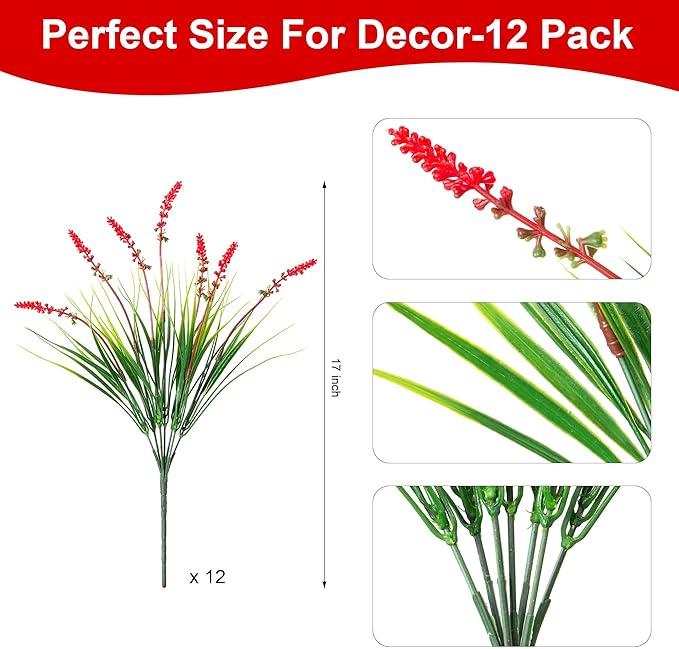 Artificial Faux Plants Flowers for Outdoor Decorations, Fake Monkey Grass for - Image 8