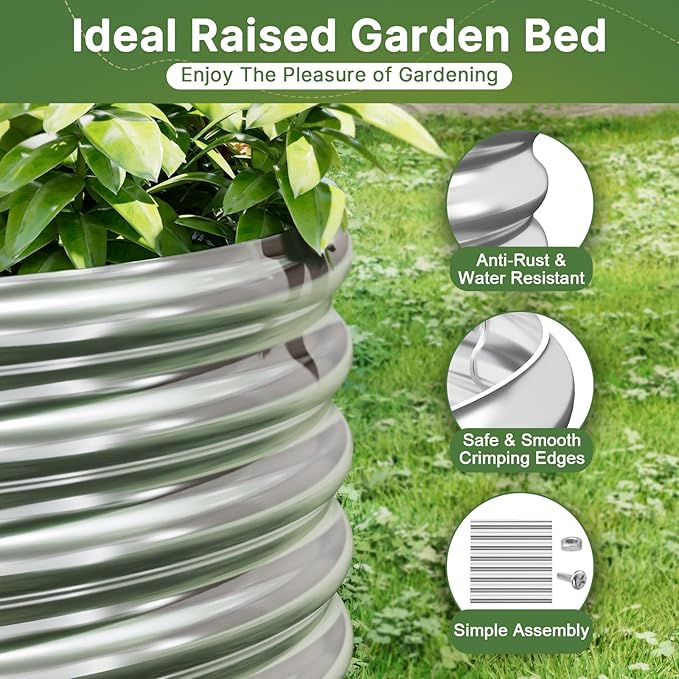 3 PCS Galvanized Raised Garden Bed Outdoor, Metal Garden Bed - Image 4