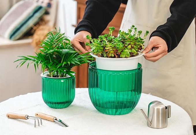 Josteve 5.2/8.2 Inch 2 Pcs Self Watering Hanging Planter Indoor Plant Pots - Image 4