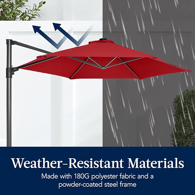 Best Choice Products 10ft Solar LED Offset Cantilever Hanging Market Patio - Image 6