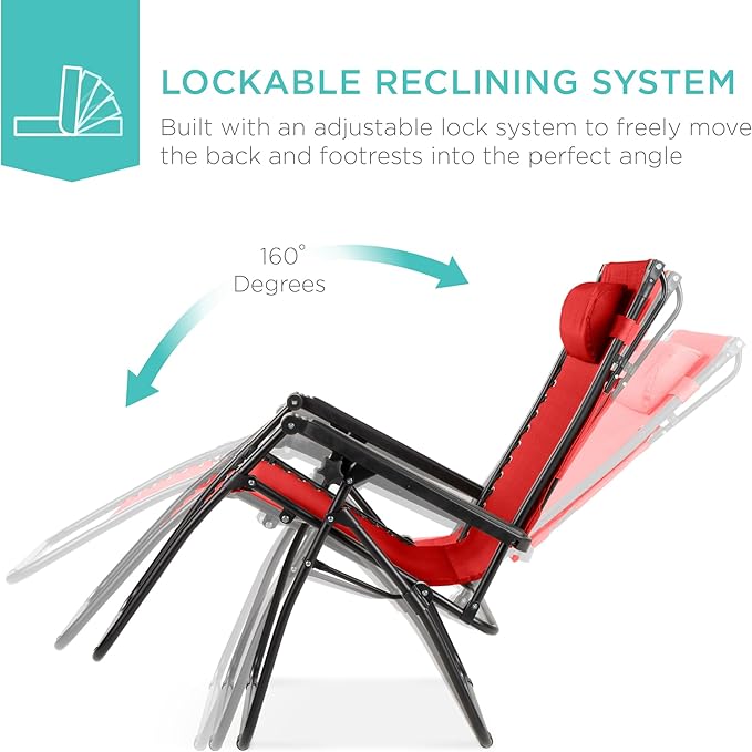 Best Choice Products Folding Zero Gravity Outdoor Recliner Patio Lounge Chair - Image 4