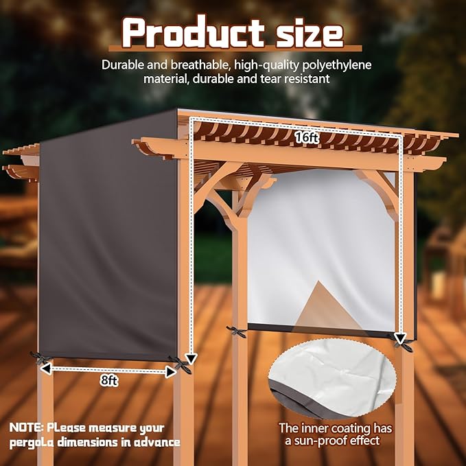Universal Pergola Replacement Canopy Outdoor Canopy Shade Cover Waterproof - Image 2