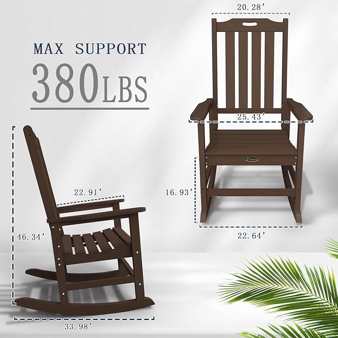 Oversized Rocking Chair Set of 2, Outdoor Rocking Chair - Image 3