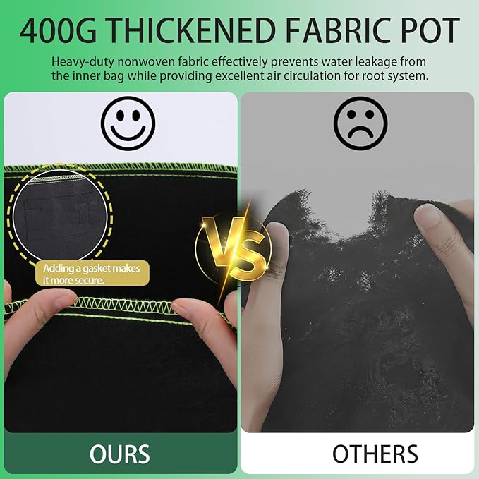 2-Pack 50 Gallon Plant Grow Bags, Thickened Nonwoven Fabric Pots - Image 4