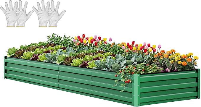 YITAHOME 12x4x1ft Large Raised Garden Bed Kit, Galvanized Metal Planter Box by YITAHOME