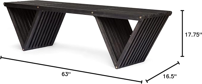Christopher Knight Home Esme Outdoor Acacia Wood Bench, Dark Gray Finish - Image 10