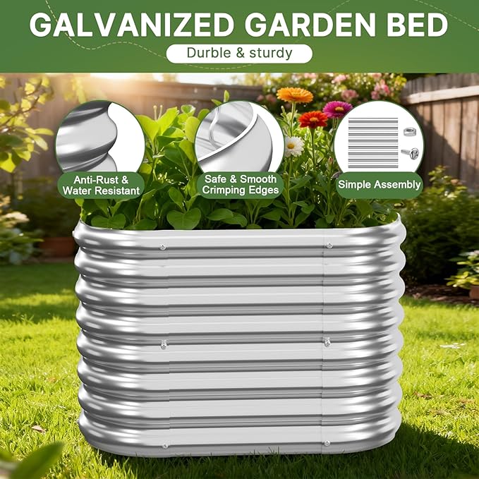 4 PCS Galvanized Raised Garden Bed Outdoor, Metal Garden Bed - Image 4