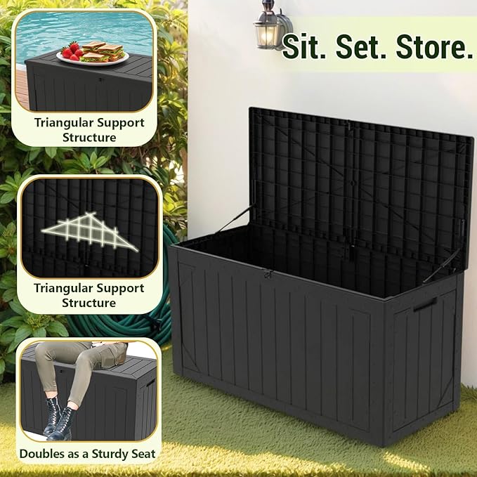 TARKARI 100 Gallon Lockable Resin Deck Box, Waterproof & UV-Resistant Outdoor - Image 5