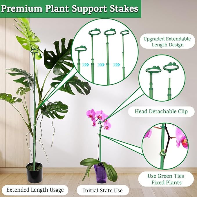 Extendable Plant Stakes, Length Scalable from 17.9IN to 42.3IN Plant Support - Image 3