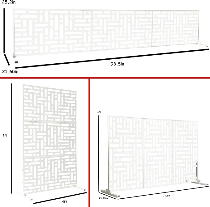 Oakland Living 6 ft. X 4 ft. White Freestanding Metal Privacy Screen Room - Image 2