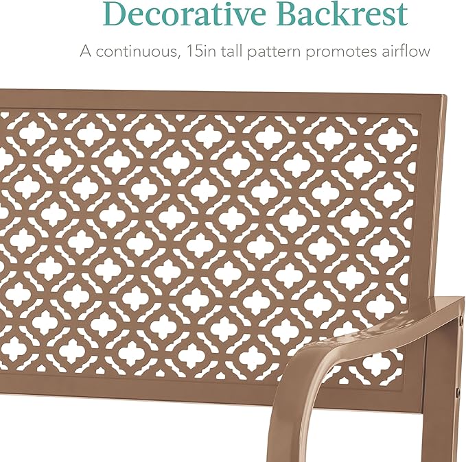 Best Choice Products Outdoor Bench 2-Person Metal Steel Benches Furniture - Image 5