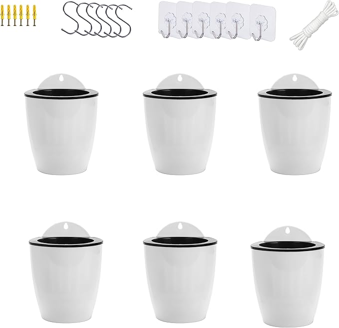 ORIMERC 6 Pack White Self Watering Wall Hanging Planter Pots Vertical Garden by OrimercGarden
