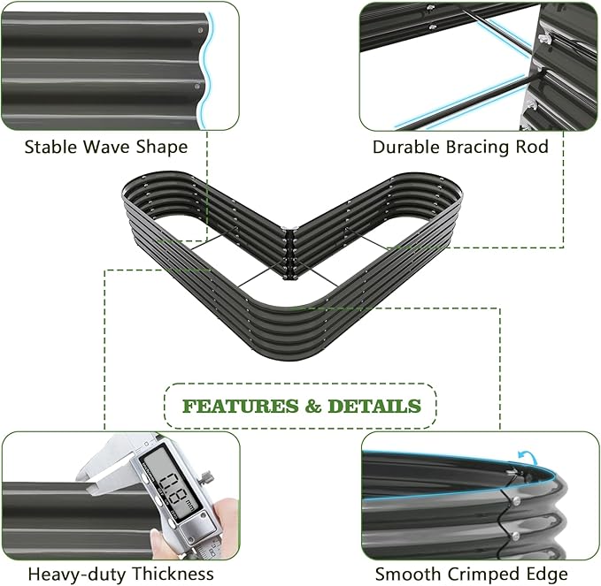 A ANLEOLIFE 3-Pack 12X3X1.5ft & 81x81x18 in Deep Root Galvanized Raised Garden - Image 4