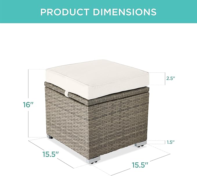 Best Choice Products Set of 2 Wicker Ottomans, Additional Seating, Side Table - Image 2