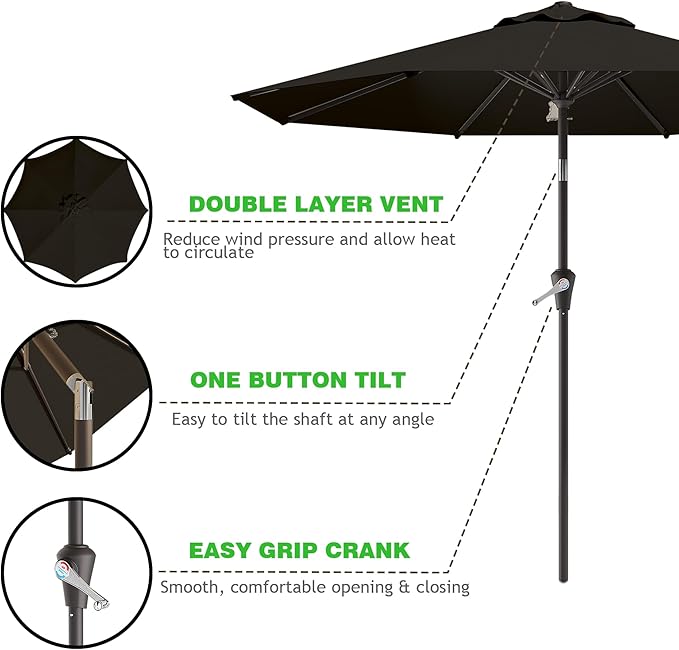 AreShark 9 FT Patio Umbrella for Outdoor, Outdoor Umbrella - Image 2