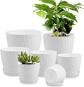 7 pcs Plant Pots with Drainage Holes and Saucers, Indoor Planters by AFamilyofGardenLovers