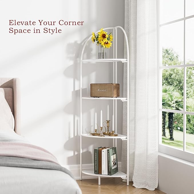 Crofy Foldable 4 Tier Corner Shelf, Metal Corner Plant Stand - Image 5