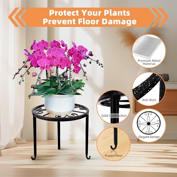 6-Pack Metal Plant Stand, Heavy Duty Flower Pot Stands - Image 4