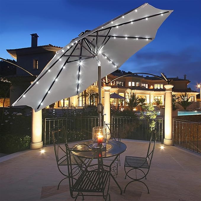 Blissun 9 ft Solar Umbrella, 32 LED Lighted Patio Umbrella, Table Market - Image 6