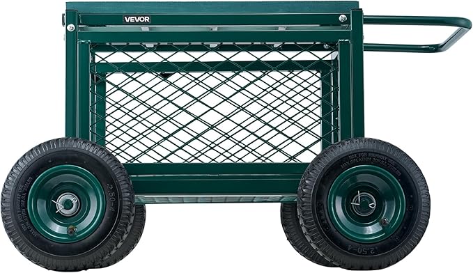 VEVOR Rolling Garden Cart with Seat, Metal Rolling Garden Work Seat with Wheels - Image 9