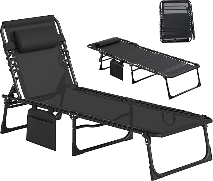 Outsunny Chaise Lounge Chair Outdoor, 5-Position Adjustable Sun Tanning Chair by Outsunny
