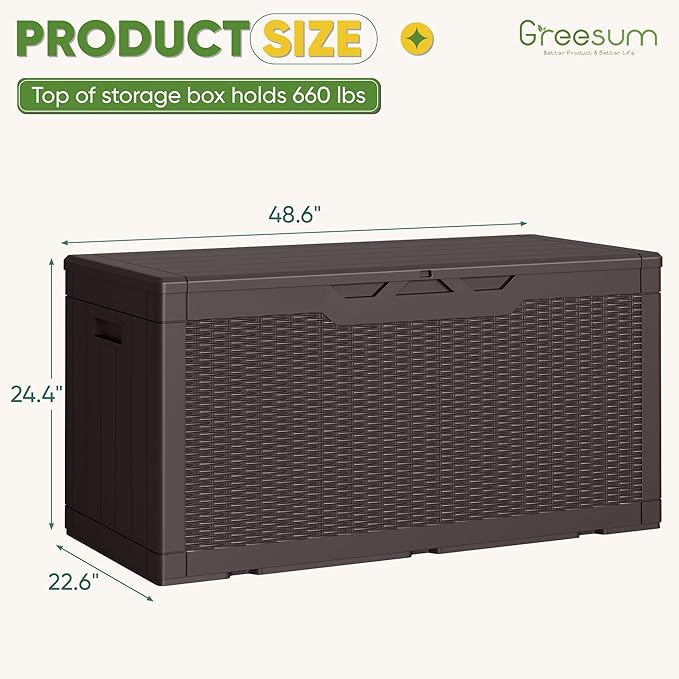 Greesum Outdoor Storage Box 100 Gallon Storage Bin - Image 7
