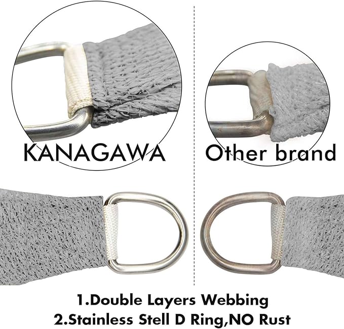 KANAGAWA Sun Shade Sail 13'x20' Gray Rectangle UV Block Canopy Awning Shelter - Image 3