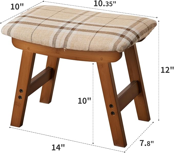 Foot Stool, Bamboo Small Sofa Foot Rest Under Desk, Extra Seating - Image 2