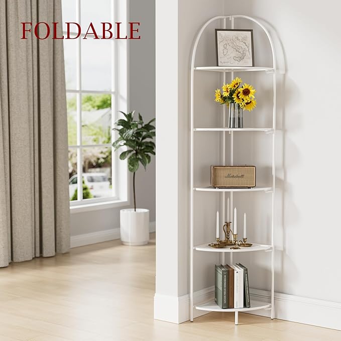 Crofy Foldable 5 Tier Corner Shelf, Metal Corner Plant Stand - Image 2