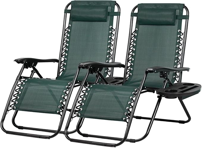 Nazhura Set of 2 Relaxing Recliners Patio Chairs Adjustable Steel Mesh Zero by NazhuraGoodCompanionAtHome