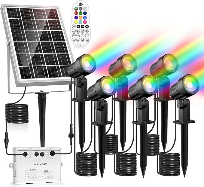 MEIKEE 6 in 1 RGB Solar Landscape Lights by MEIKEE