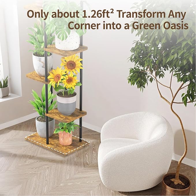LASZOLA Black 6 Tiered Wood Plant Stand Indoor - Image 5