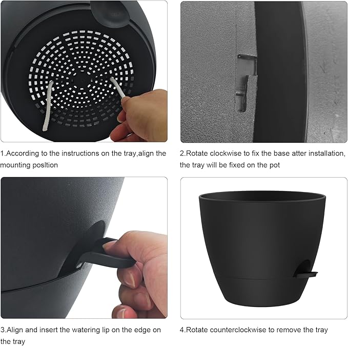 12 Inch Large Self Watering Pots, Flower Pots - Image 4