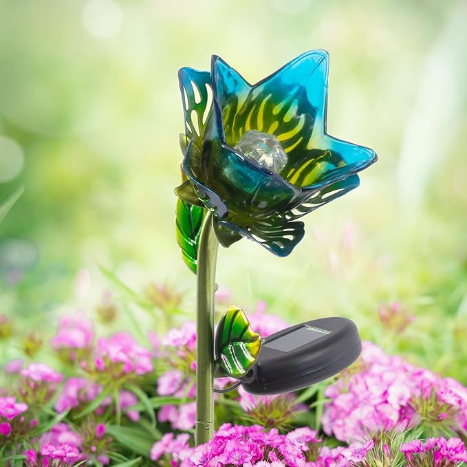 Crosslight Glass Flower Solar LED Waterproof Outdoor Garden Stake - Image 4