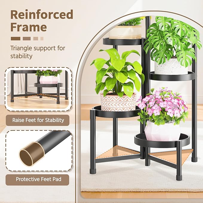LASZOLA 5 Tiered Folding Tall Plant Stand Indoor - Image 4