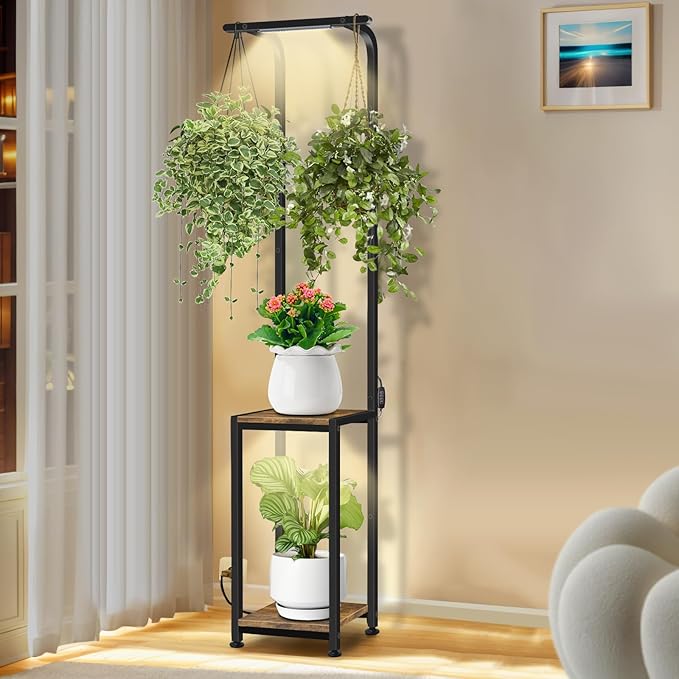 Plant Stand Indoor with Grow Lights, Hanging Plant Stand Plant Shelf Indoor by Unknown