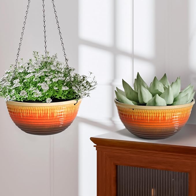 10inch Hanging Planters for Indoor and Outdoor Plants, 2 Pack Hanging Planter - Image 7